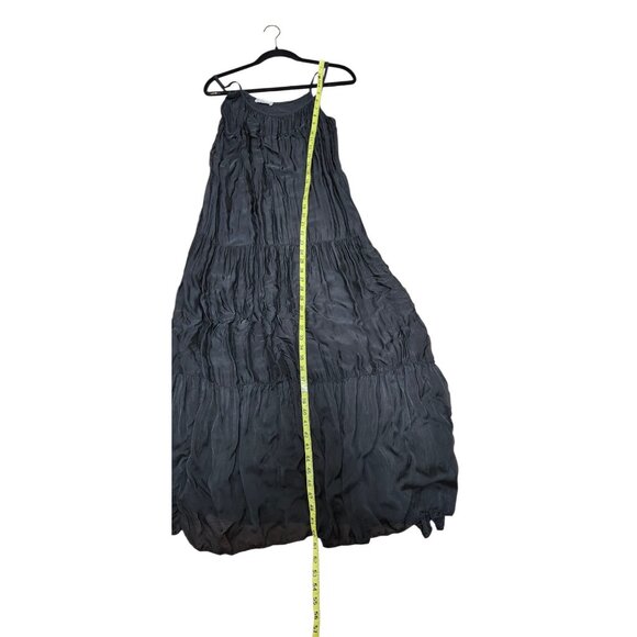 Bellambia Made in Italy Silk Blend Tiered Maxi Dress S Black Boho Resort Elegant - Picture 7 of 9